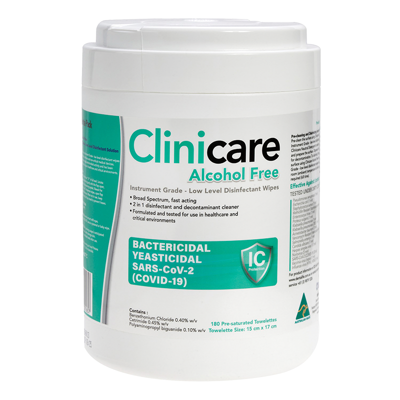 Clinicare - Alcohol Free - Instrument Grade Disinfecting Wipes ** Buy 5 get 1 Free **