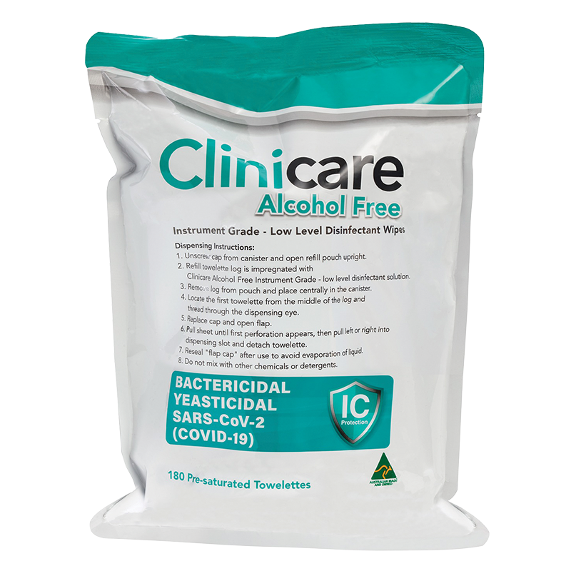 Clinicare - Alcohol Free - Instrument Grade Disinfecting Wipes ** Buy 5 get 1 Free **