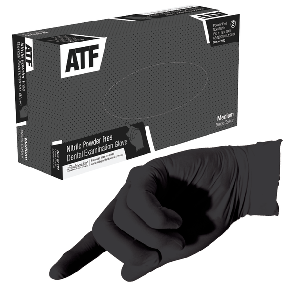 ATF Dental Examination Gloves Nitrile Black Independent Dental Supplies