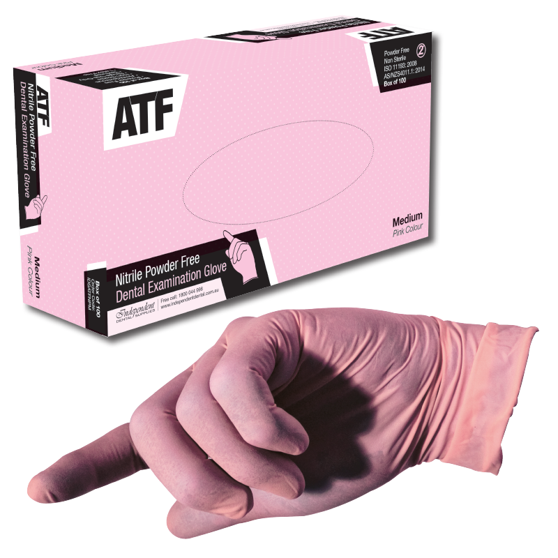 ATF Dental Examination Gloves Nitrile Pink Independent Dental Supplies